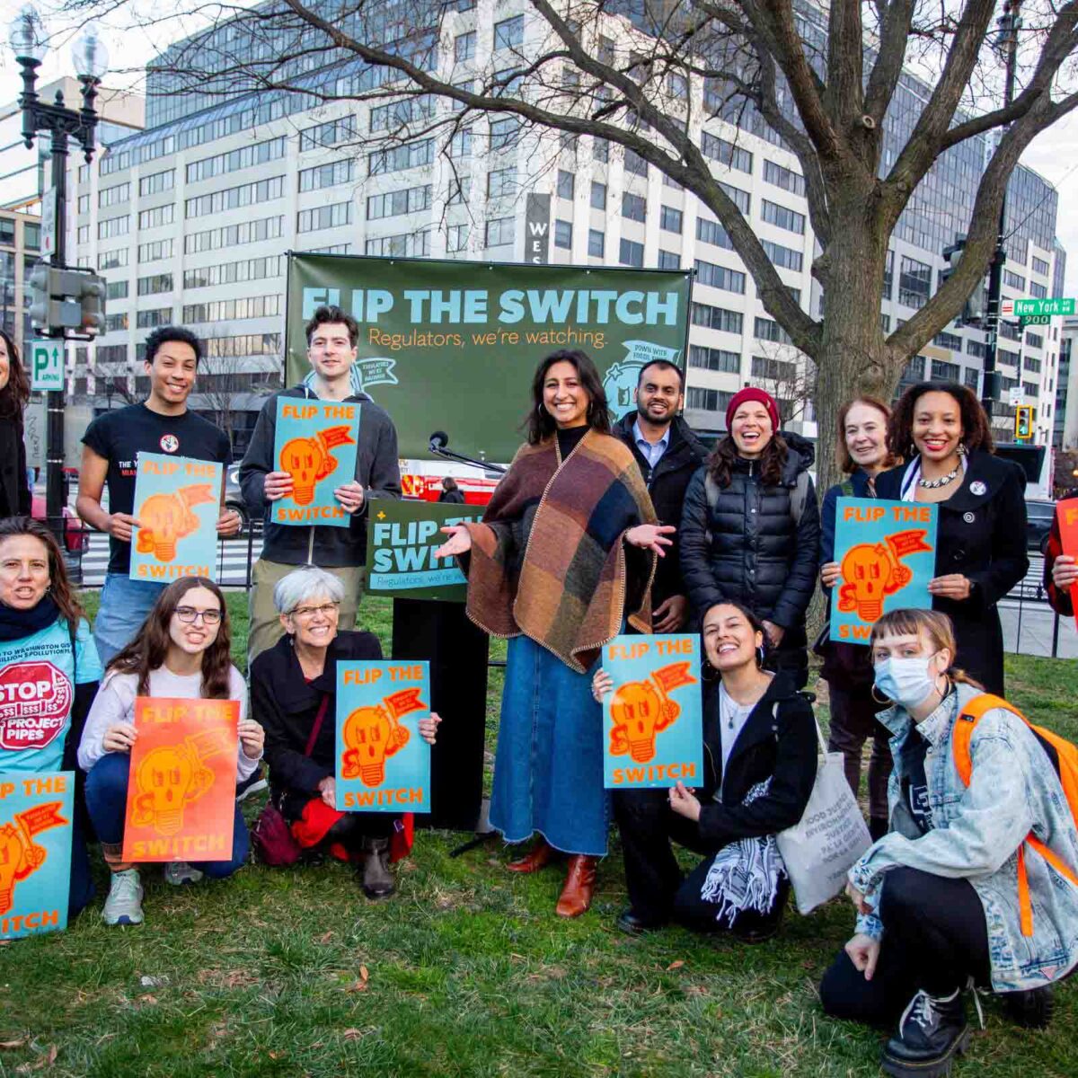 Group of solar advocates in a park.