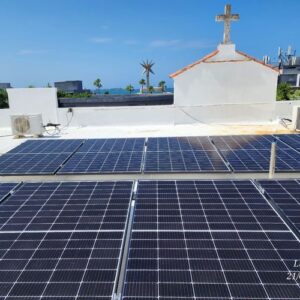Solar panels on church roof.