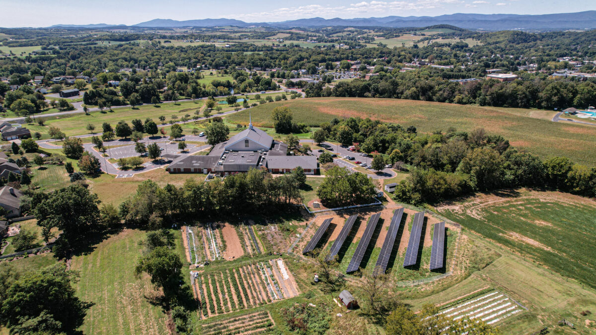 Ariel view of Bridgewater Church's solar system