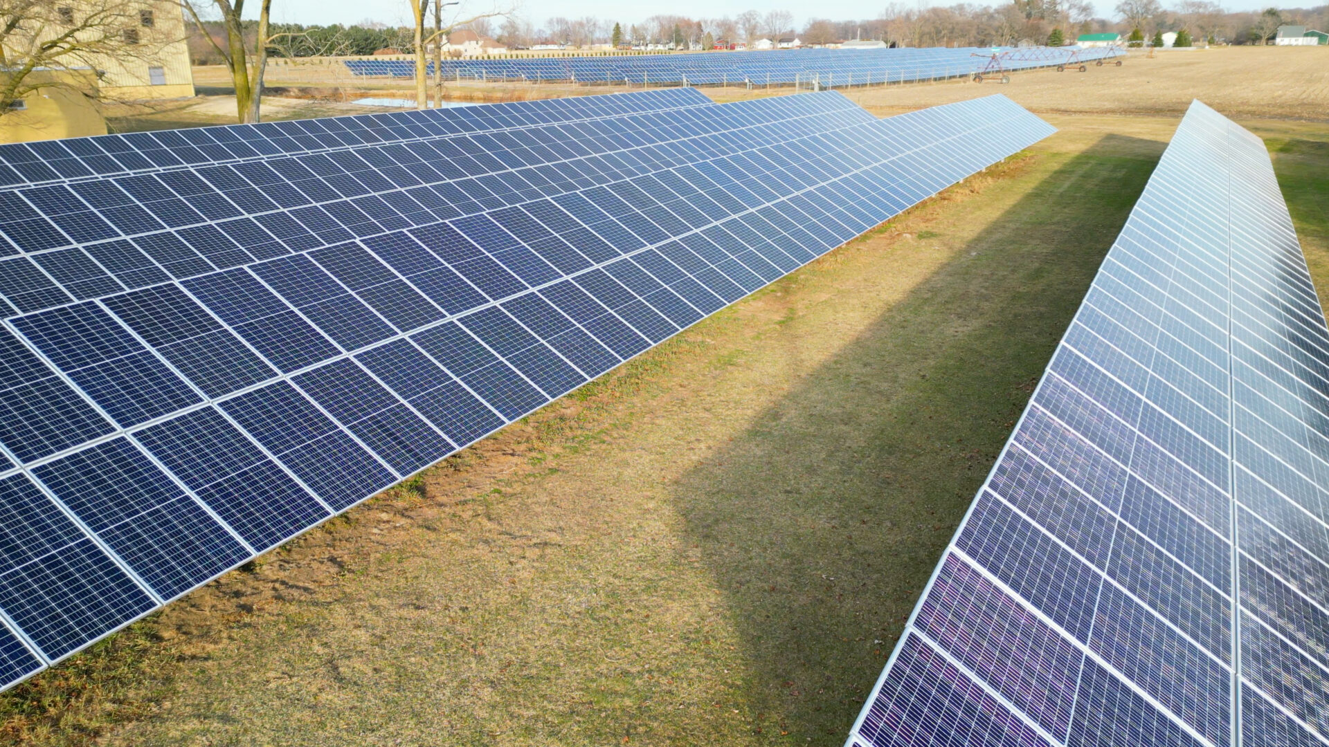 Solar panels in a field